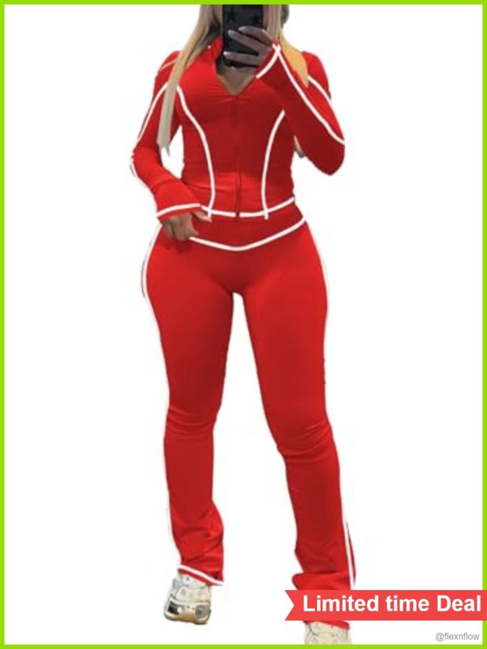 Women's 2 Piece Workout Set Long Sleeve Zip Tracksuit Loungewear Sweatsuit